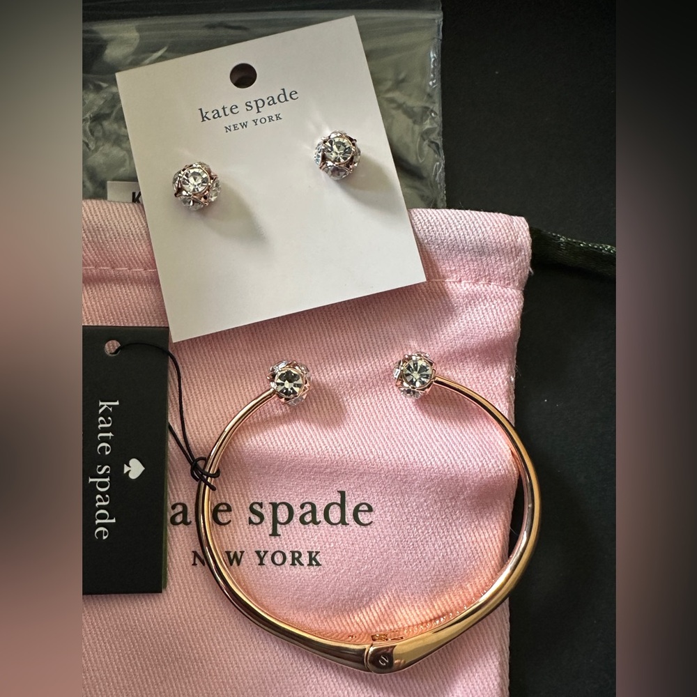 Kate Spade New York Lady Marmalade Cuff Hinge Bangle Bracelet & Stud Earrings